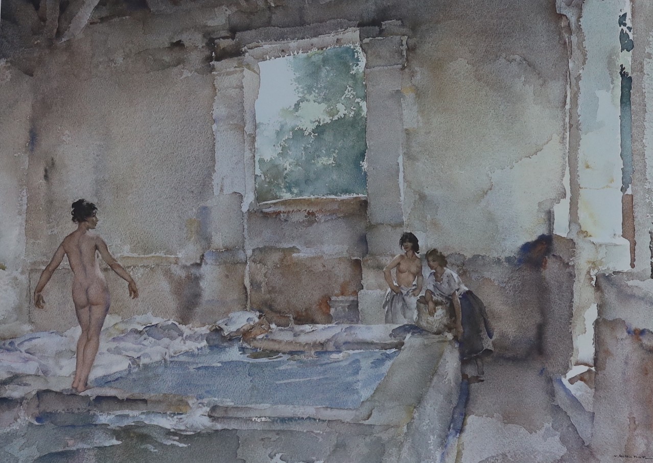 Sir William Russell Flint (1880-1969), three limited edition prints, 'Lavoir La Bastide', 'Interlude' and 'Isabella', all signed in pencil, largest 50 x 67cm